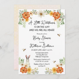 ハチ春リトルワイルドフラワーガールベビーシャワー 招待状