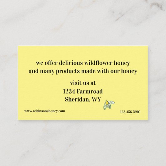 ハチ用ハニカムフラワー販売用ハニツ 名刺 (裏面)