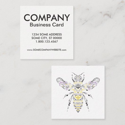 ハチ華美ミツバチ スクエア名刺 (正面/裏面)