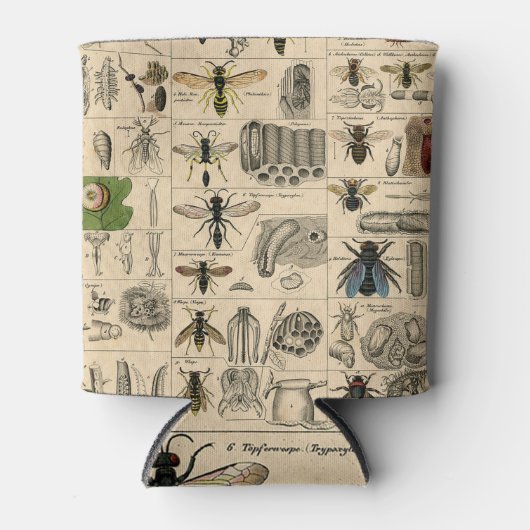 ハチ虫の虫のハチ自然自然ビー絵画ズ 缶クーラー (正面)