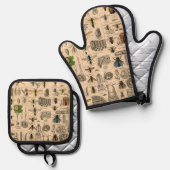 ハチ虫の虫のハチ自然自然ビー絵画ズ 鍋つかみ&鍋敷きセット (正面/裏面)