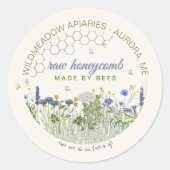 ハチ製ハニカムメドウ花&ハチのクラス ラウンドシール (正面)