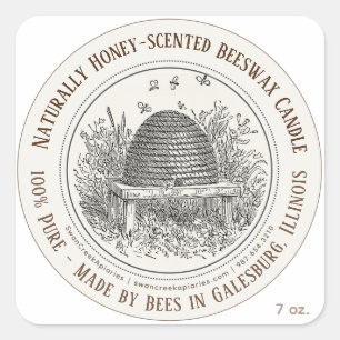 ハチ製州名Beeswax Candle Skip Bees スクエアシール