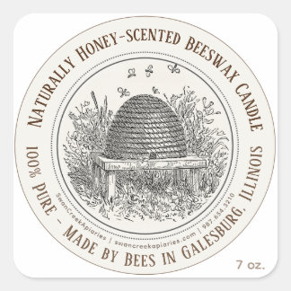 ハチ製州名Beeswax Candle Skip Bees スクエアシール