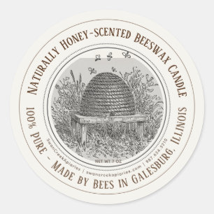 ハチ製州名Beeswax Candle Skip Bees ラウンドシール