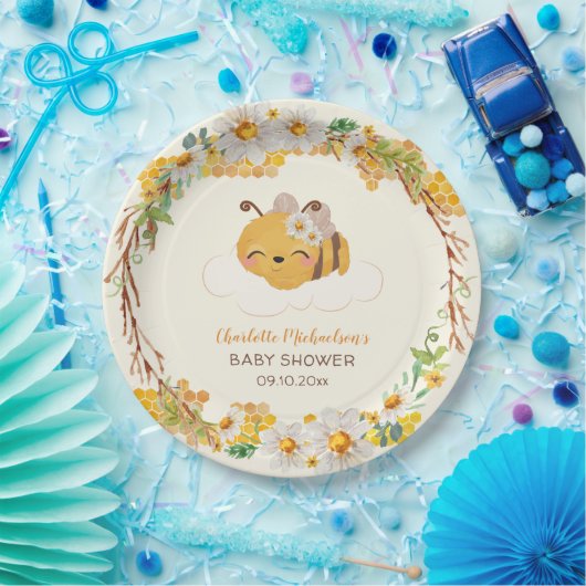 ハチ赤ちゃんシャワーフローラハニカム ペーパープレート (パーティー)