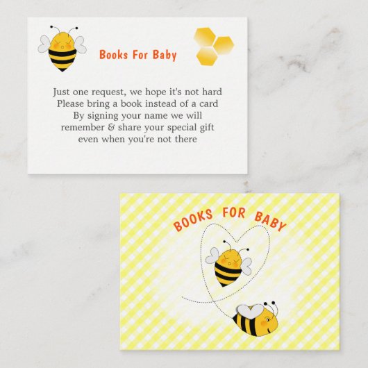 ハチ赤ちゃんシャワー男女兼用かわいい エンクロージャーカード (正面/裏面)