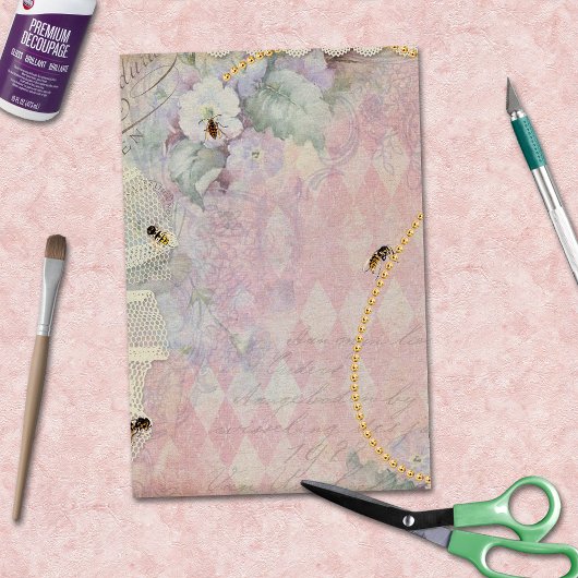 ハチ金ゴールド真珠ヴィンテージフローラ アーガイル 薄葉紙