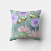 ハチ鮮やかの花が咲く水彩庭園 クッション (裏面)