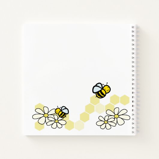ハチ&デイジーイエローベビーシャワーゲストブック ノートブック (裏面)