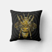 ハチ（黄と白）灰色と黒 クッション (裏面)