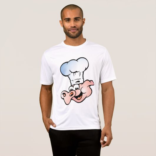 ハッおもしろいト付き漫画ピグシェフ Tシャツ (正面フル)