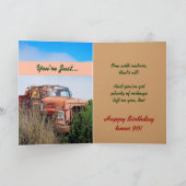 ハッおもしろいト90th誕生日-ヴィンテージオレンジ色トラック カード (内部)