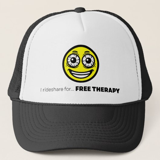 ハッおもしろいト | 黄色熱狂する絵文字 | リデシェアユーモア キャップ (正面)