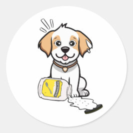 ハッおもしろいドッグがマヨネーズをこぼした ラウンドシール