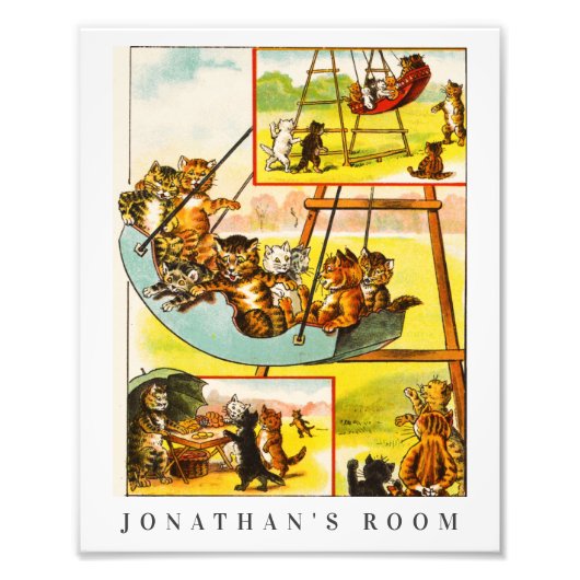 ハッおもしろいピーヴィンテージネコ子猫キッズルームデコール フォトプリント            (正面)