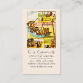 ハッおもしろいピーヴィンテージネコ子猫プレイグラウンドスイング 名刺 (裏面)