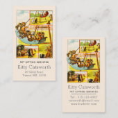 ハッおもしろいピーヴィンテージネコ子猫プレイグラウンドスイング 名刺 (正面/裏面)