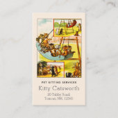 ハッおもしろいピーヴィンテージネコ子猫プレイグラウンドスイング 名刺 (正面)