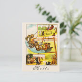 ハッおもしろいピーヴィンテージネコ子猫遊び場 ポストカード (スタンド正面)