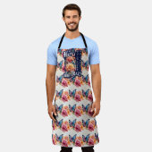 ハッおもしろいピー引用文オールオーバープリント エプロン (着用した状態)