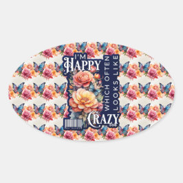 ハッおもしろいピー引用文オールオーバープリント 楕円形シール