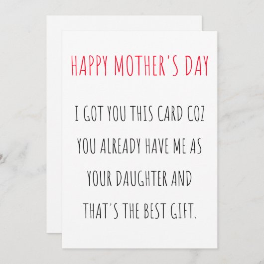 ハッおもしろいピー母の娘からのデイカード シーズンカード (正面/裏面)