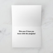 ハッおもしろいピー踊りペンギン誕生日 カード (内部)