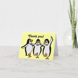 ハッおもしろいピー踊りペンギン誕生日 サンキューカード