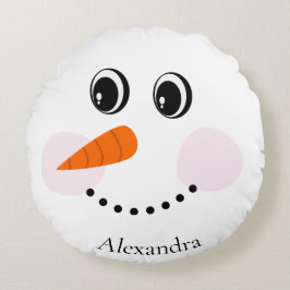 ハッおもしろいピー雪だるまモノグラムの顔 ラウンドクッション