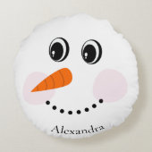 ハッおもしろいピー雪だるまモノグラムの顔 ラウンドクッション (裏面)