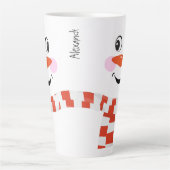 ハッおもしろいピー顔雪だるまウィンタースカーフホットココア カフェラテマグ (正面)
