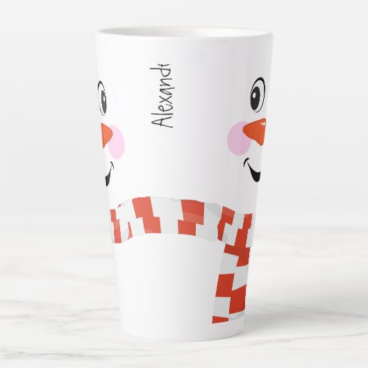 ハッおもしろいピー顔雪だるまウィンタースカーフホットココア カフェラテマグ (正面)