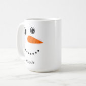 ハッおもしろいピー顔雪だるまクリスマスホットコココツト コーヒーマグカップ (正面左)