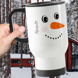 ハッおもしろいピー顔雪だるまクリスマスホットコココツト トラベルマグ