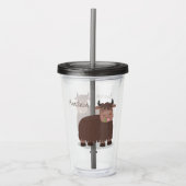 ハッおもしろいピー食べヤクの草の漫画イラストレーション アクリルタンブラー (正面)