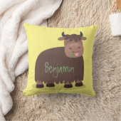 ハッおもしろいピー食べヤクの草の漫画イラストレーション クッション (ブランケット)