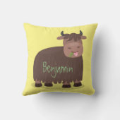 ハッおもしろいピー食べヤクの草の漫画イラストレーション クッション (裏面)