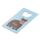 ハッおもしろいピー食べヤクの草の漫画イラストレーション クレジットカード栓抜き (正面アングル)