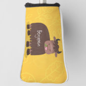 ハッおもしろいピー食べヤクの草の漫画イラストレーション ゴルフヘッドカバー (回転90)