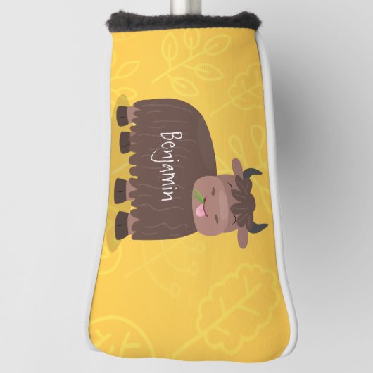 ハッおもしろいピー食べヤクの草の漫画イラストレーション ゴルフヘッドカバー (回転90)