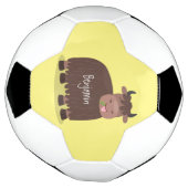 ハッおもしろいピー食べヤクの草の漫画イラストレーション サッカーボール (回転)