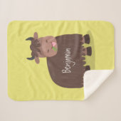 ハッおもしろいピー食べヤクの草の漫画イラストレーション シェルパブランケット (正面(横))