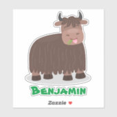 ハッおもしろいピー食べヤクの草の漫画イラストレーション シール (シート)