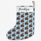 ハッおもしろいピー食べヤクの草の漫画イラストレーション スモールクリスマスストッキング (裏面)