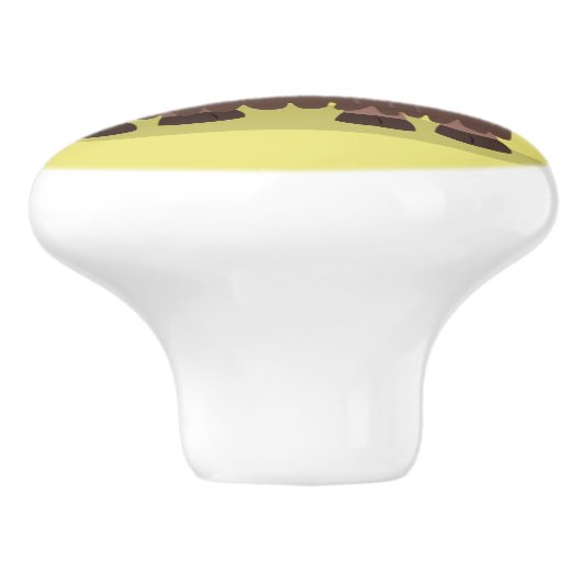 ハッおもしろいピー食べヤクの草の漫画イラストレーション セラミックノブ (側面)