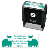 ハッおもしろいピー食べヤクの草の漫画イラストレーション セルフインキングスタンプ (インサイチュ)