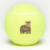 ハッおもしろいピー食べヤクの草の漫画イラストレーション テニスボール (裏面)