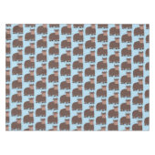 ハッおもしろいピー食べヤクの草の漫画イラストレーション テーブルクロス (正面(横))