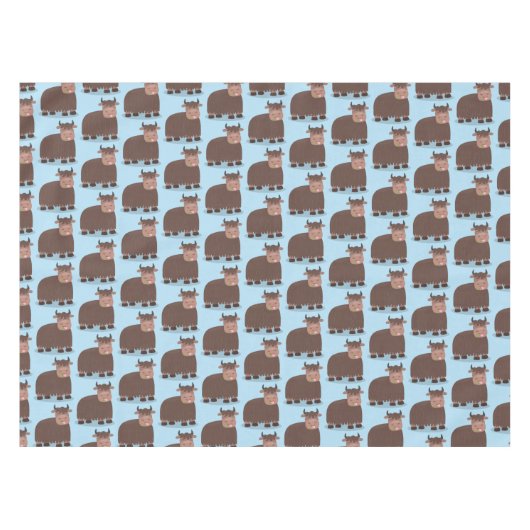 ハッおもしろいピー食べヤクの草の漫画イラストレーション テーブルクロス (正面(横))